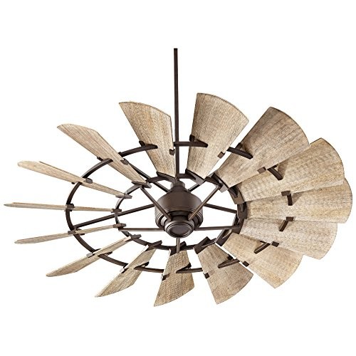 Quorum 96015-86 Windmill Ceiling Fan in Oiled Bronze with Weathered Oak Blades - B01GA6RBK4